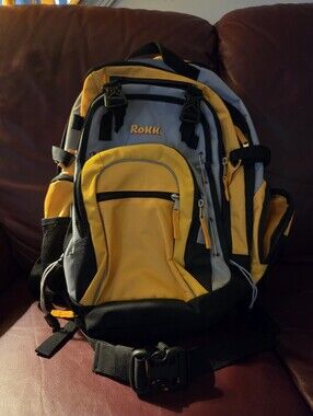 ROKK Hiking Backpack Yellow/Gray/Black 21-35L Adjustable Back, 5 Pockets